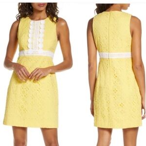 Yellow eyelet dress Lilly Pulitzer Railee dress 10 RARE